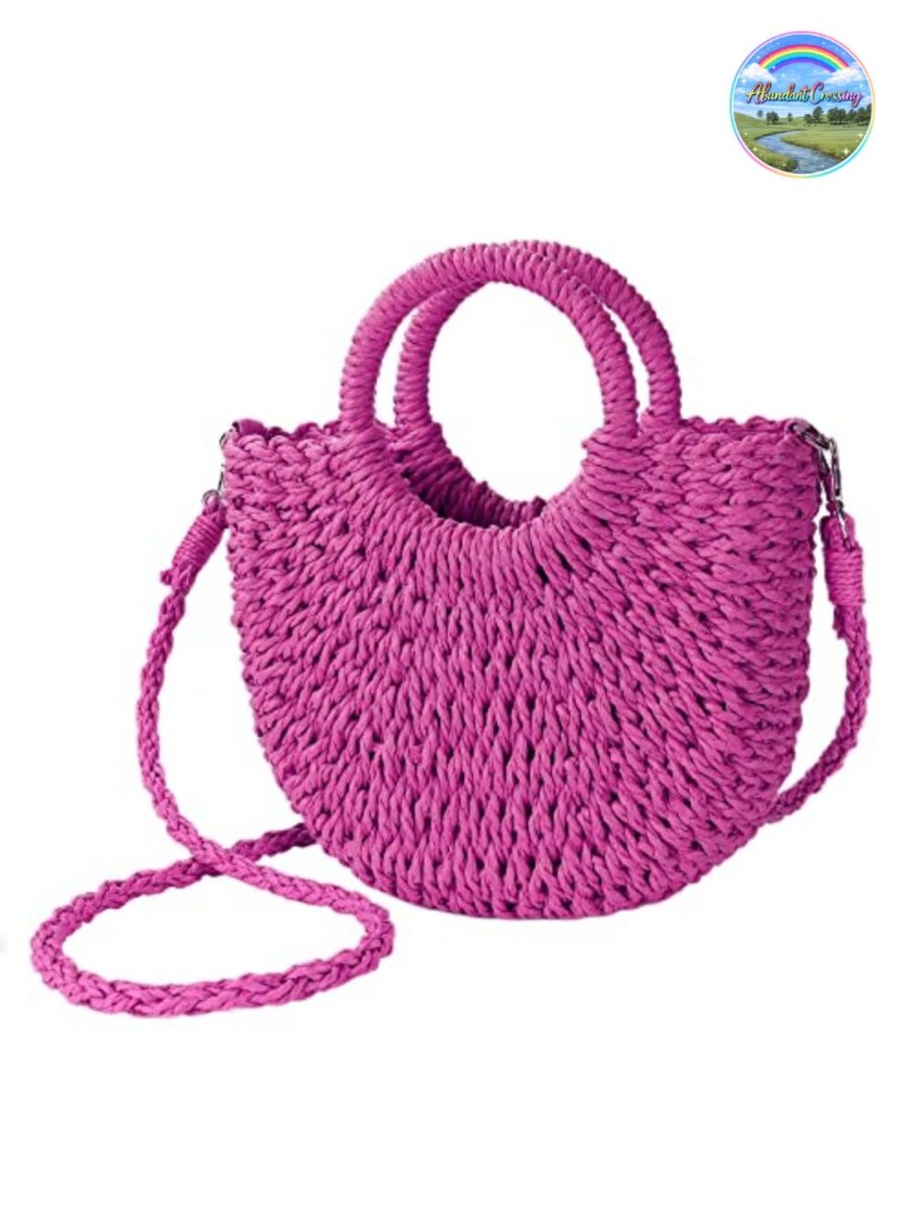 Handwoven Straw Crossbody Bag Woven Satchel Top Handle Summer Purse